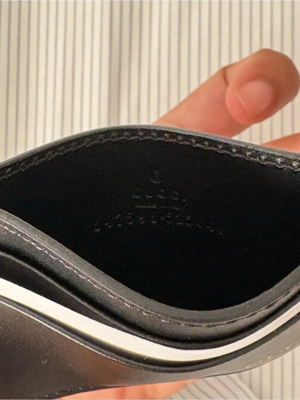 Gucci Black Leather Card & ID Holder with Gold Logo Accent